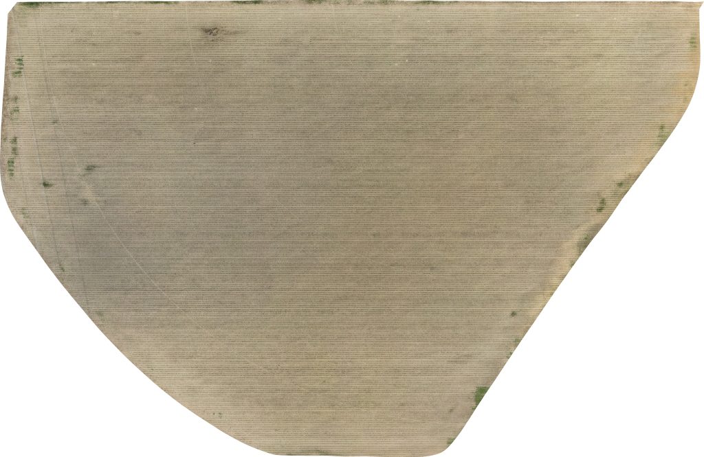 Image taken of the South Pivot from a drone on 6/2/25. The field is a uniform tan color, indicating plant residue in the field.